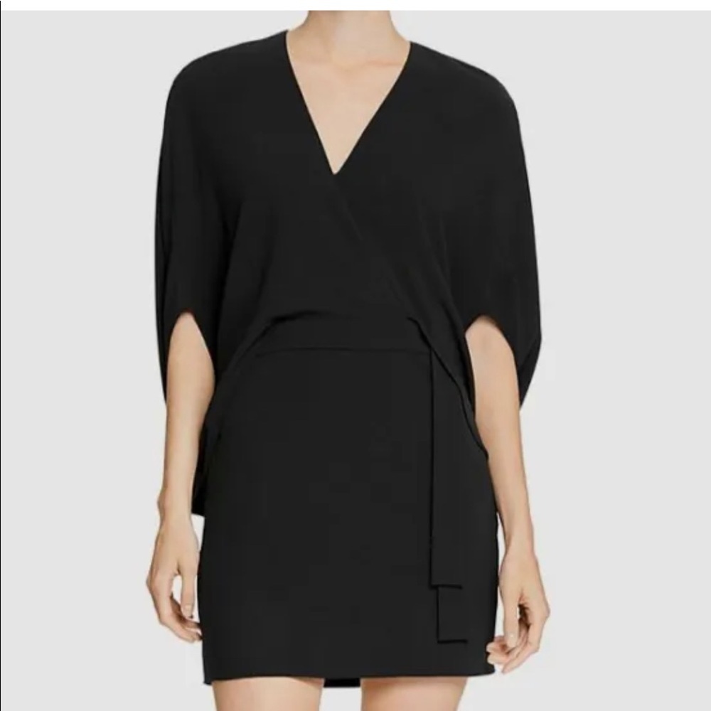 HALSTON Cape-effect draped crepe mini dress